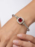 Two-Tone Twisted Cable Bangle Bracelet with Faux Ruby Cushion#93099BR-Red (FF13)