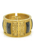 GOLD OXIDIZED PLATED BLACK FACETED STONE HINGED BRACELET #FW-B5948G
