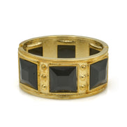 GOLD OXIDIZED PALTED BLACK SQUARE FACETED STONE HINGED BRACELET #FW-B7558G