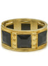 GOLD OXIDIZED PALTED BLACK SQUARE FACETED STONE HINGED BRACELET #FW-B7558G