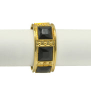 GOLD OXIDIZED PALTED BLACK SQUARE FACETED STONE HINGED BRACELET #FW-B7558G