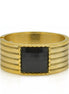 GOLD PALTED SQUARE BLACK FACETED STONE HINGED BRACELET#FW-B7560G