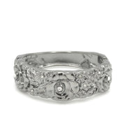HEMATITE TONE METAL FLOWER DESIGN AND CRYSTAL HINGED BRACELET# FW-B7562S