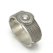 OXIDIZED SILVER PLATED ROPE AND FLOWER DESIGN HINGED BRACELETS #FW-B9031S