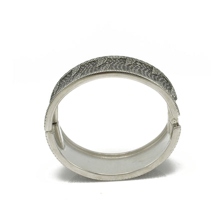 OXIDIZED SILVER PLATED HINGED BRACELET #FW-B7887S