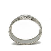 OXIDIZED SILVER PLATED ROPE AND FLOWER DESIGN HINGED BRACELETS #FW-B9031S