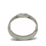 OXIDIZED SILVER PLATED ROPE AND FLOWER DESIGN HINGED BRACELETS #FW-B9031S