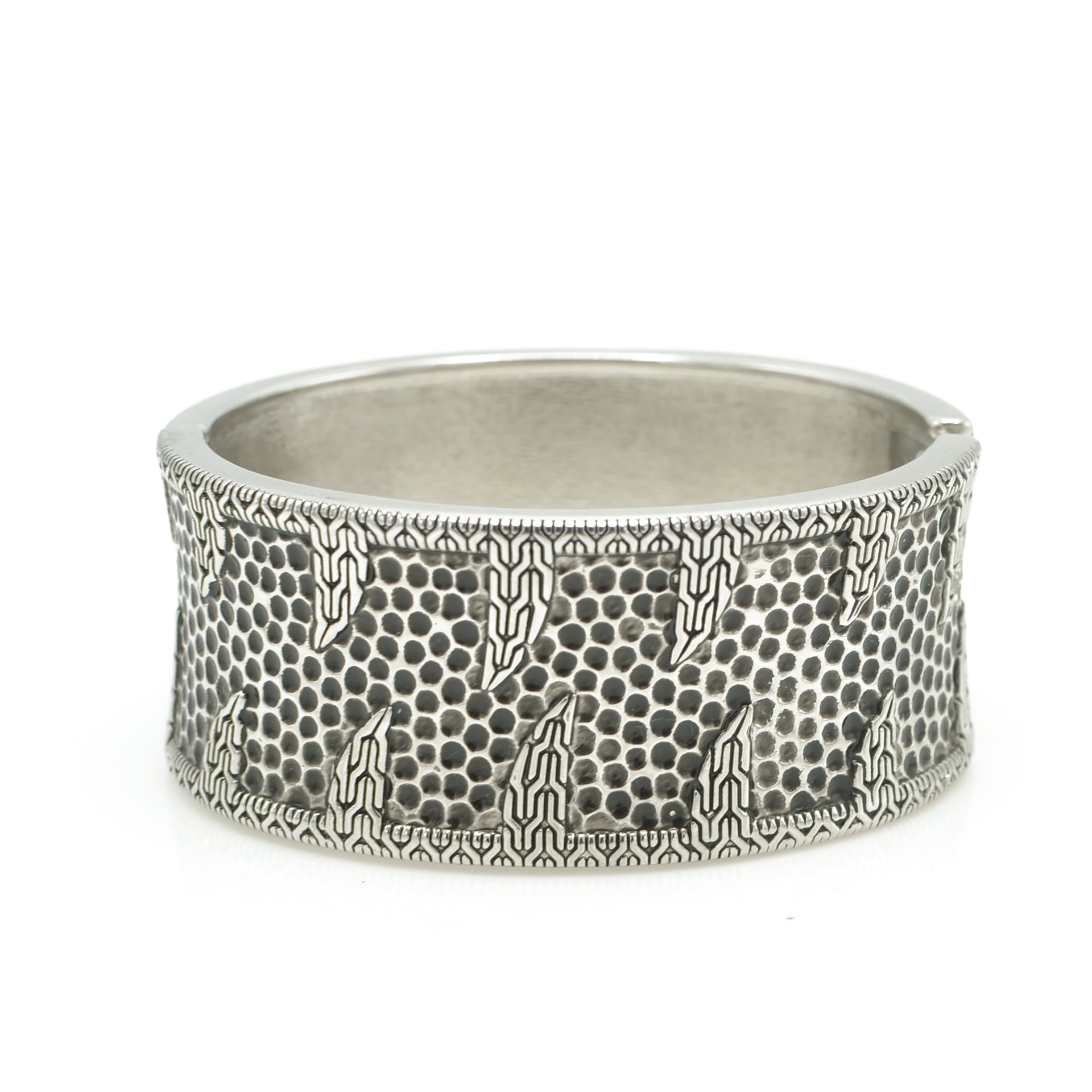 OXIDIZED SILVER PLATED HINGED BRACELET #FW-B7887S