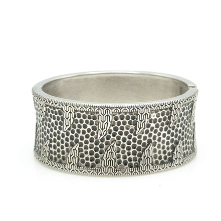 OXIDIZED SILVER PLATED HINGED BRACELET #FW-B7887S
