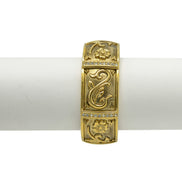 GOLD OXIDIZED PALTED FLOWER DESIGN AND WHITE RHINESTONES CRYSTAL HINGED BRACELET #FW-B8407G