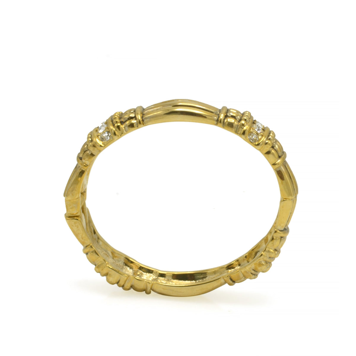 GOLD  PALTED METAL AND WHITE RHINESTONES CRYSTAL HINGED BRACELET #FW-B9029G