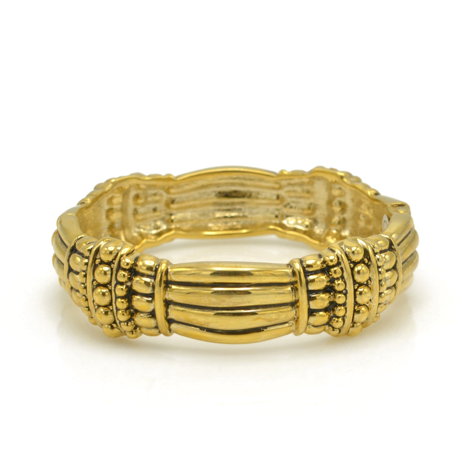 GOLD  PALTED METAL AND WHITE RHINESTONES CRYSTAL HINGED BRACELET #FW-B9029G