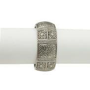 OXIDIZED SILVER PLATED AND SMALL CRYSTAL STONE HINGED BRACELET#FW-B9037S
