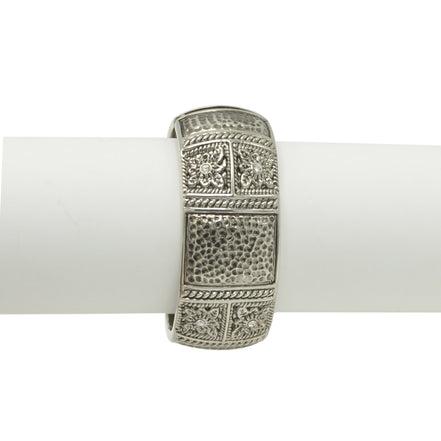 OXIDIZED SILVER PLATED AND SMALL CRYSTAL STONE HINGED BRACELET#FW-B9037S