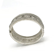 OXIDIZED SILVER PLATED HAMMERED OVAL HINGED BRACELET #FW-B9039S