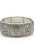 OXIDIZED SILVER PLATED AND SMALL CRYSTAL STONE HINGED BRACELET#FW-B9037S