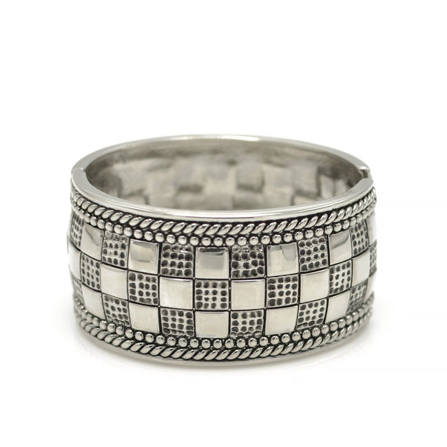 OXIDIZED SILVER PLATED SQUARE CUBE BRACELET# FW-B9040S