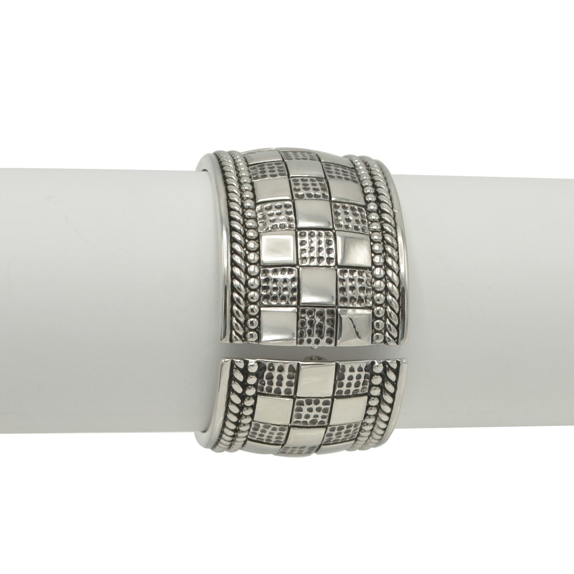 OXIDIZED SILVER PLATED SQUARE CUBE BRACELET# FW-B9040S