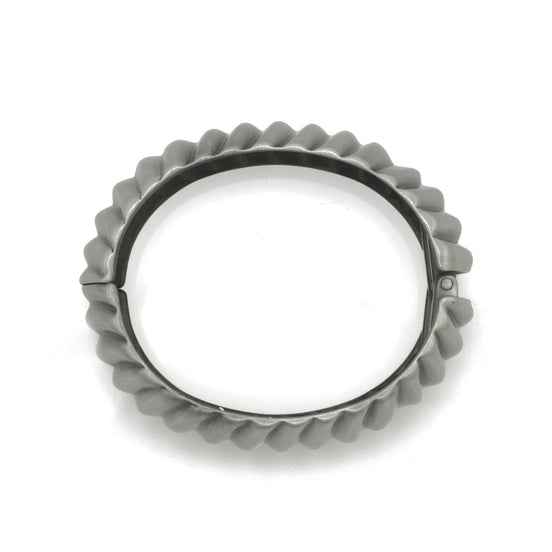 Silver Oxidized Wave  Hinged Bracelet #FW-B9075S
