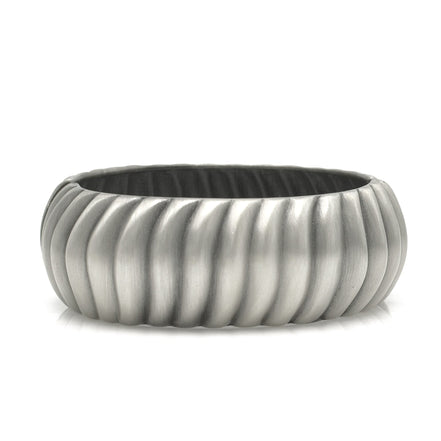 Silver Oxidized Wave  Hinged Bracelet #FW-B9075S