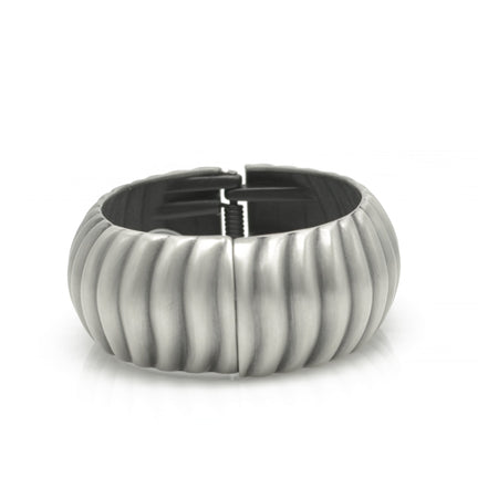 Silver Oxidized Wave  Hinged Bracelet #FW-B9075S