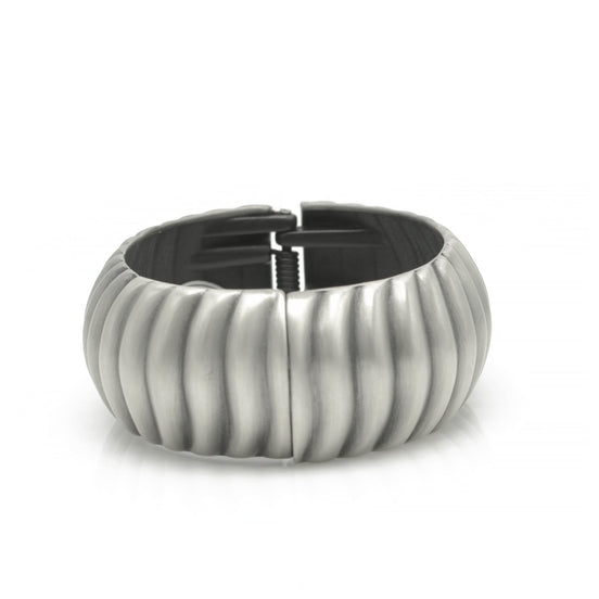 Silver Oxidized Wave  Hinged Bracelet #FW-B9075S