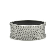 Silver Oxidized Matte Finished Hammered Hinged Bracelet #FW-B9071S