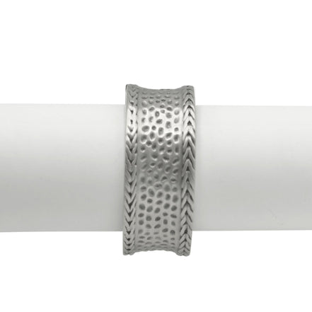 Silver Oxidized Matte Finished Hammered Hinged Bracelet #FW-B9071S