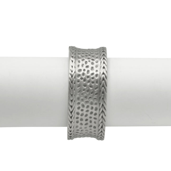 Silver Oxidized Matte Finished Hammered Hinged Bracelet #FW-B9071S