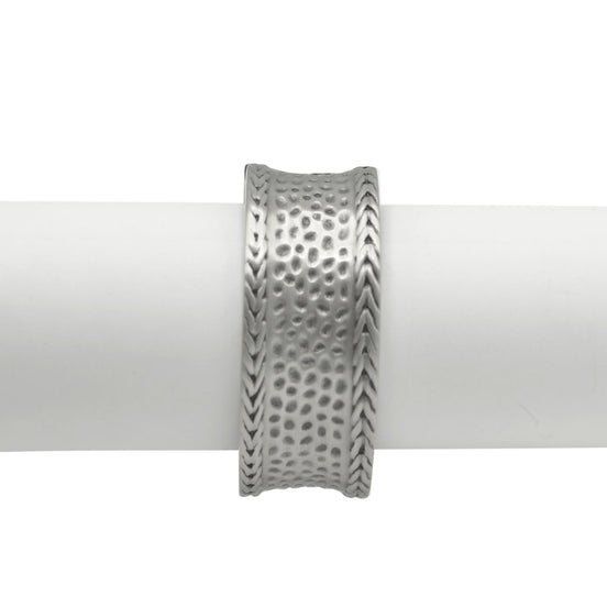 Silver Oxidized Matte Finished Hammered Hinged Bracelet #FW-B9071S