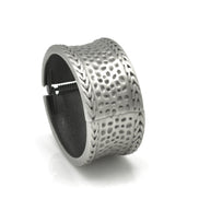 Silver Oxidized Matte Finished Hammered Hinged Bracelet #FW-B9071S