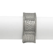 SILVER OXIDIZED MATTE FINISHED HAMMERED HINGED BRACELET #FW-B9081S
