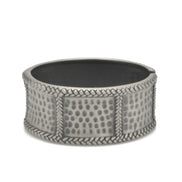 SILVER OXIDIZED MATTE FINISHED HAMMERED HINGED BRACELET #FW-B9081S