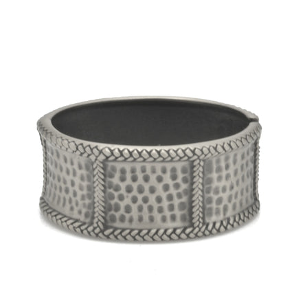 SILVER OXIDIZED MATTE FINISHED HAMMERED HINGED BRACELET #FW-B9081S