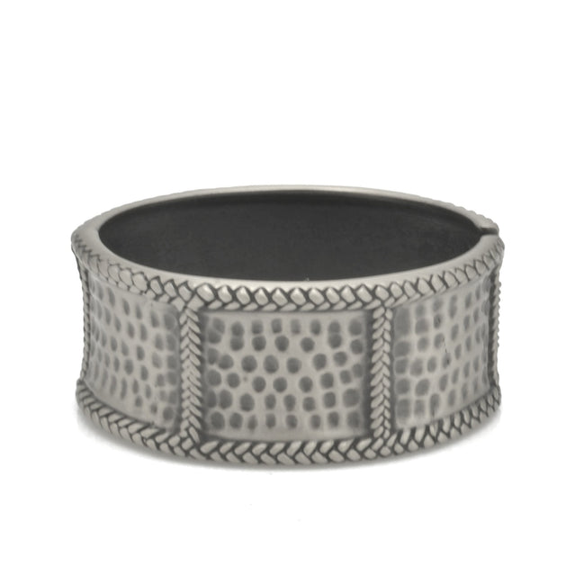 SILVER OXIDIZED MATTE FINISHED HAMMERED HINGED BRACELET #FW-B9081S
