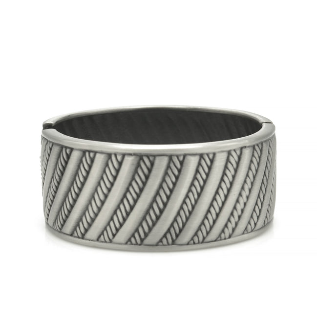 SILVER OXIDED ROPE HINGED BRACELET #FW-B9083S