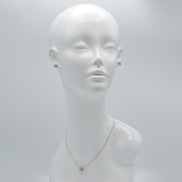 SILVER Pave Crystal Ball Pendant Necklace And Earrings Set #HNN+E3155-SIL/CRY (RD17/RC18)