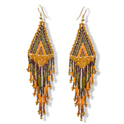 Multi-color Bohemian Seed Bead Long Tassel Earrings #ER-1139(TD14)