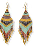 Multi-color Bohemian Seed Bead Long Tassel Earrings #ER-1140(TB15)