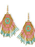 Light Pink and Turquoise Bohemian Seed Bead Tassel Earrings #ER-1181(TE16)