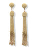 Ivory and Gold Bohemian Seed Bead Long Tassel Earrings #ER-1184(TD15)