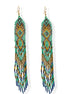 Turquoise, Black, Blue, and Gold Bohemian Seed Bead Long Tassel Earrings#ER-1142(IE22)