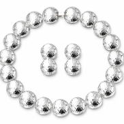 Silver Hammered Disc Statement Necklace & 1