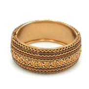 Brown Rhinestone and Brown Seed Beads Boho Style Hinged Bracelet #FW-VB06J0248-BROWN