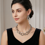 Chunky Link Statement Necklace & Oversized Link Drop Earring Set – 16