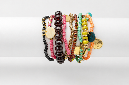 MULTI ROW STRETCH BRACELET#FW1404337 (KF6)
