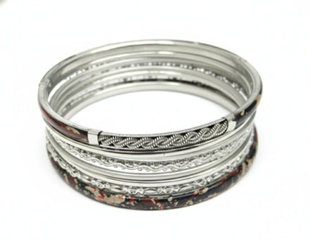 SILVER-MULTI ATRISTIC SET OF 8PCS SILVER BANGLES  #PB8794_S-MULTI (PH1)