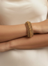 Brown Rhinestone and Brown Seed Beads Boho Style Hinged Bracelet #FW-VB06J0248-BROWN