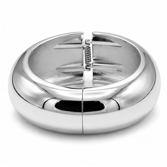 Women's Plus Size Silver-Tone Chunky Dome Hinge Bangle Bracelet | Wide Tapered Statement Cuff Bracelet | Fashion Costume Jewelry # HB4929PLUS-R(PG9/B136/B155)