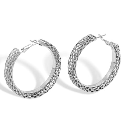 Rhodium Circle hoop earrings #HE49981_RHODIUM(AH16)